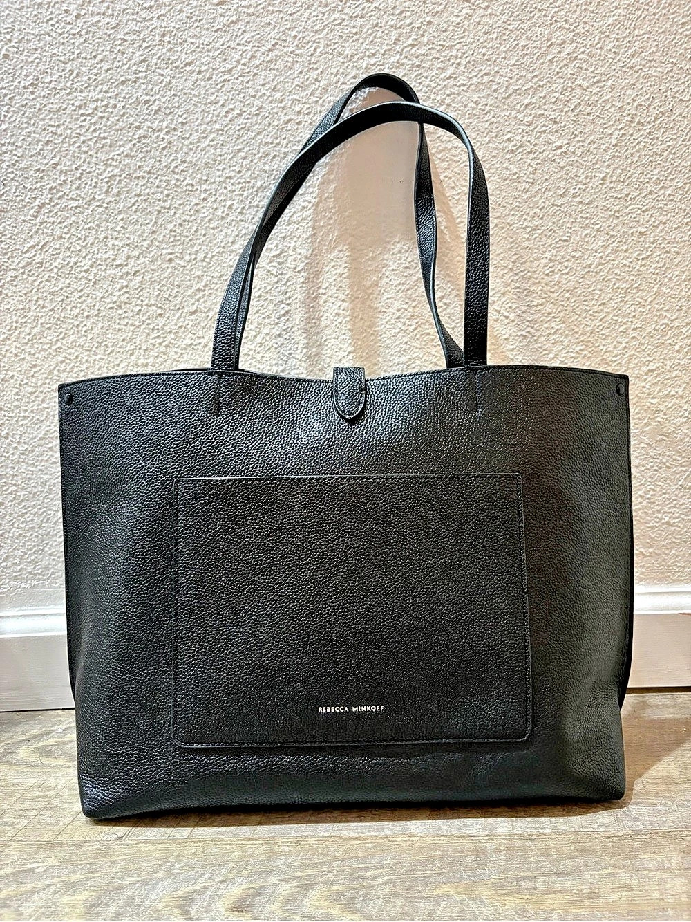 Rebecca Minkoff Megan Black Pebbled Leather Large Tote Bag